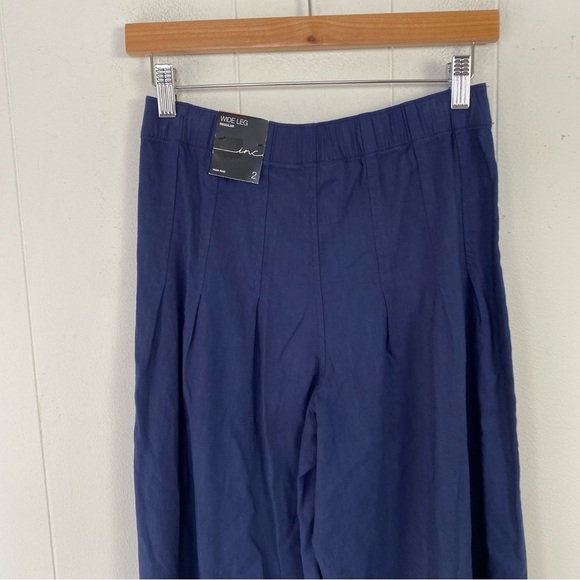 NWT INC INTERNATIONAL CONCEPTS Navy Blue Linen Blend Wide-Leg Stretch Pants sz 2 - Picture 11 of 15